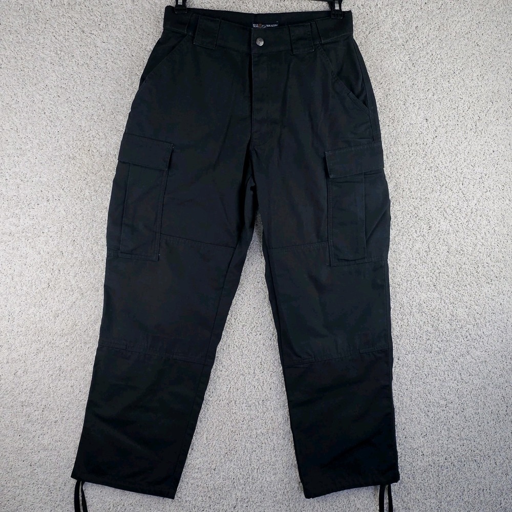 5.11 Tactical Black Ripstop Cargo Pants 31X28.5 Double Knee Utility Ankle Straps